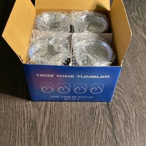 (4) 12 oz wine tumblers. Set of 4. Lovely blue!